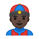 Man with Chinese Cap Emoji with Dark Skin Tone, Google style