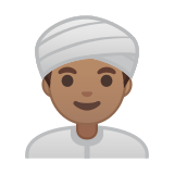 Person Wearing Turban Emoji with Medium Skin Tone, Google style