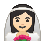 Bride with Veil Emoji with Light Skin Tone, Google style