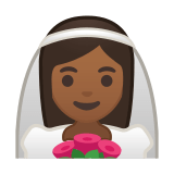 Bride with Veil Emoji with Medium-Dark Skin Tone, Google style