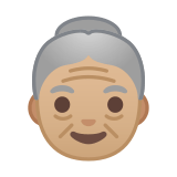 Old Woman Emoji with Medium-Light Skin Tone, Google style