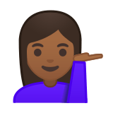 Person Tipping Hand Emoji with Medium-Dark Skin Tone, Google style