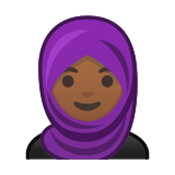 Woman with Headscarf Emoji with Medium-Dark Skin Tone, Google style