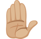 Raised Hand Emoji with Medium-Light Skin Tone, Facebook style