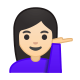 Person Tipping Hand Emoji with Light Skin Tone, Google style
