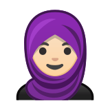 Woman with Headscarf Emoji with Light Skin Tone, Google style