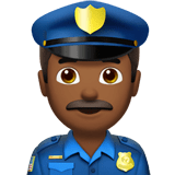 Man Police Officer Emoji with Medium-Dark Skin Tone, Apple style