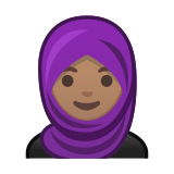 Woman with Headscarf Emoji with Medium Skin Tone, Google style