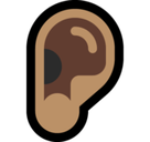 Ear Emoji with Medium Skin Tone, Microsoft style