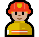 Man Firefighter Emoji with Medium-Light Skin Tone, Microsoft style