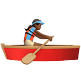 Woman Rowing Boat Emoji with Medium-Dark Skin Tone, Apple style
