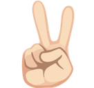 Victory Hand Emoji with Light Skin Tone, Facebook style