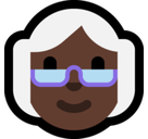 Old Woman Emoji with Dark Skin Tone, Microsoft style