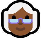 Old Woman Emoji with Medium-Dark Skin Tone, Microsoft style