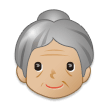 Old Woman Emoji with Medium-Light Skin Tone, Samsung style
