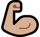 Flexed Biceps Emoji with Medium-Light Skin Tone, Microsoft style