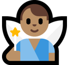 Man Fairy Emoji with Medium Skin Tone, Microsoft style