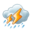 Cloud with Lightning and Rain Emoji, Samsung style