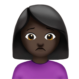 Woman Frowning Emoji with Dark Skin Tone, Apple style