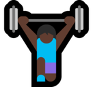 Woman Lifting Weights Emoji with Dark Skin Tone, Microsoft style