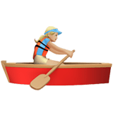 Woman Rowing Boat Emoji with Medium-Light Skin Tone, Apple style