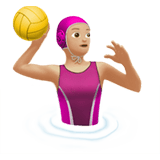 Woman Playing Water Polo Emoji with Medium-Light Skin Tone, Apple style