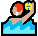 Person Playing Water Polo Emoji with Medium-Light Skin Tone, Microsoft style