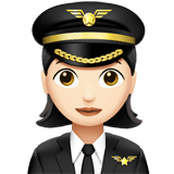 Woman Pilot Emoji with Light Skin Tone, Apple style