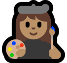 Woman Artist Emoji with Medium Skin Tone, Microsoft style