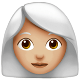 Woman: Medium-Light Skin Tone, White Hair, Apple style