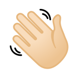 Waving Hand Emoji with Light Skin Tone, Google style