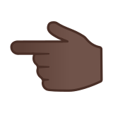 Backhand Index Pointing Left Emoji with Dark Skin Tone, Google style
