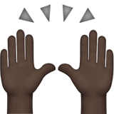 Raising Hands Emoji with Dark Skin Tone, Apple style