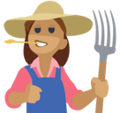 Woman Farmer Emoji with Medium Skin Tone, Facebook style
