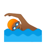 Man Swimming Emoji with Medium-Dark Skin Tone, Google style