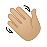 Waving Hand Emoji with Medium-Light Skin Tone, Google style
