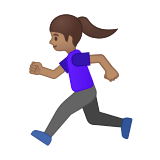 Woman Running Emoji with Medium Skin Tone, Google style