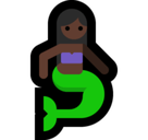 Merperson Emoji with Dark Skin Tone, Microsoft style