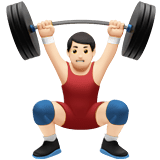 Man Lifting Weights Emoji with Light Skin Tone, Apple style