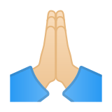 Folded Hands Emoji with Light Skin Tone, Google style