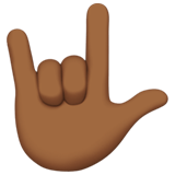 Love-You Gesture Emoji with Medium-Dark Skin Tone, Apple style