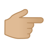 Backhand Index Pointing Right Emoji with Medium-Light Skin Tone, Google style