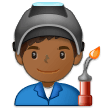 Man Factory Worker Emoji with Medium-Dark Skin Tone, Samsung style