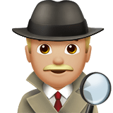 Man Detective Emoji with Medium-Light Skin Tone, Apple style