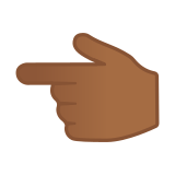 Backhand Index Pointing Left Emoji with Medium-Dark Skin Tone, Google style