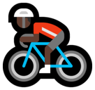 Person Biking Emoji with Dark Skin Tone, Microsoft style