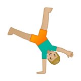 Man Cartwheeling Emoji with Medium-Light Skin Tone, Google style