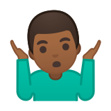Man Shrugging Emoji with Medium-Dark Skin Tone, Google style