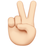 Victory Hand Emoji with Light Skin Tone, Apple style