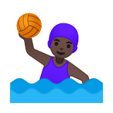 Woman Playing Water Polo Emoji with Dark Skin Tone, Google style